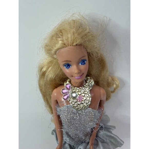W/ NECKLACE Vintage 1987 Jewel Secrets Barbie Doll #1737 in Silver Mini Dress + - Picture 3 of 14